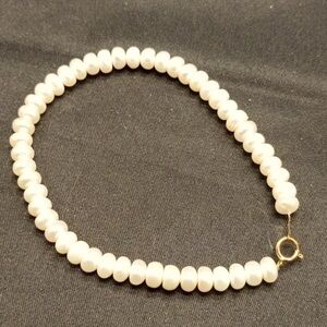 white real pearl & 10k YG MICHEL ANTHONY bracelet